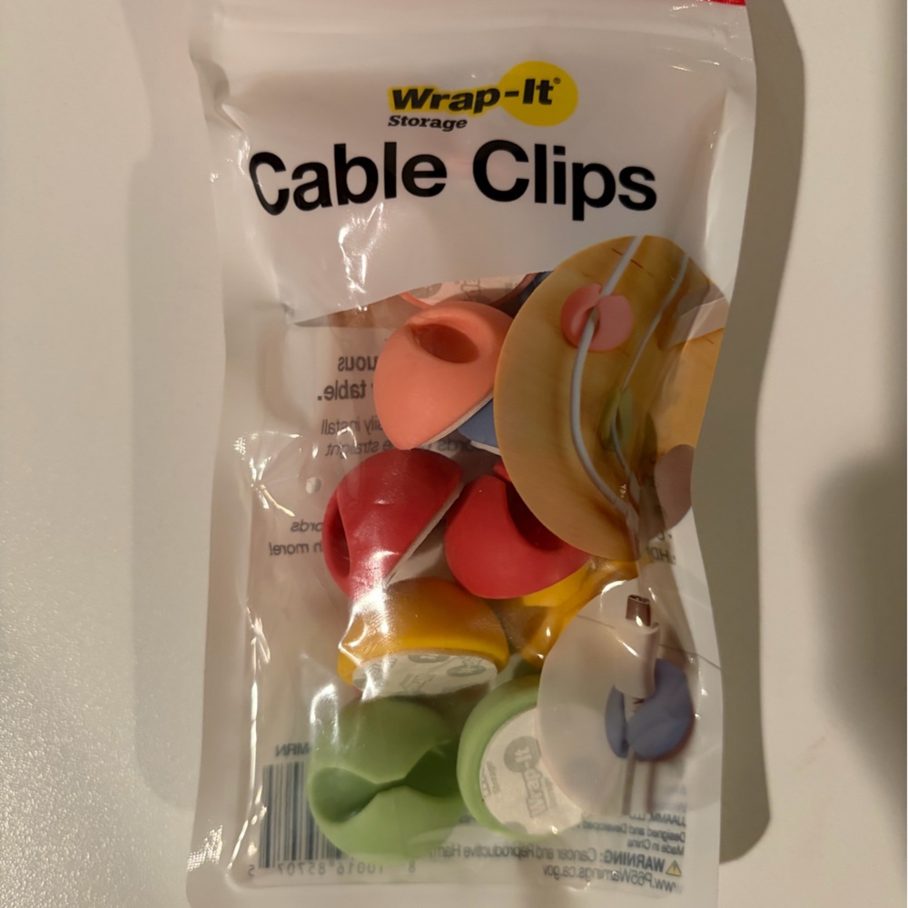 Wrap-It Storage Multi Color Cable Clips 10 Pack Cord Organizer New